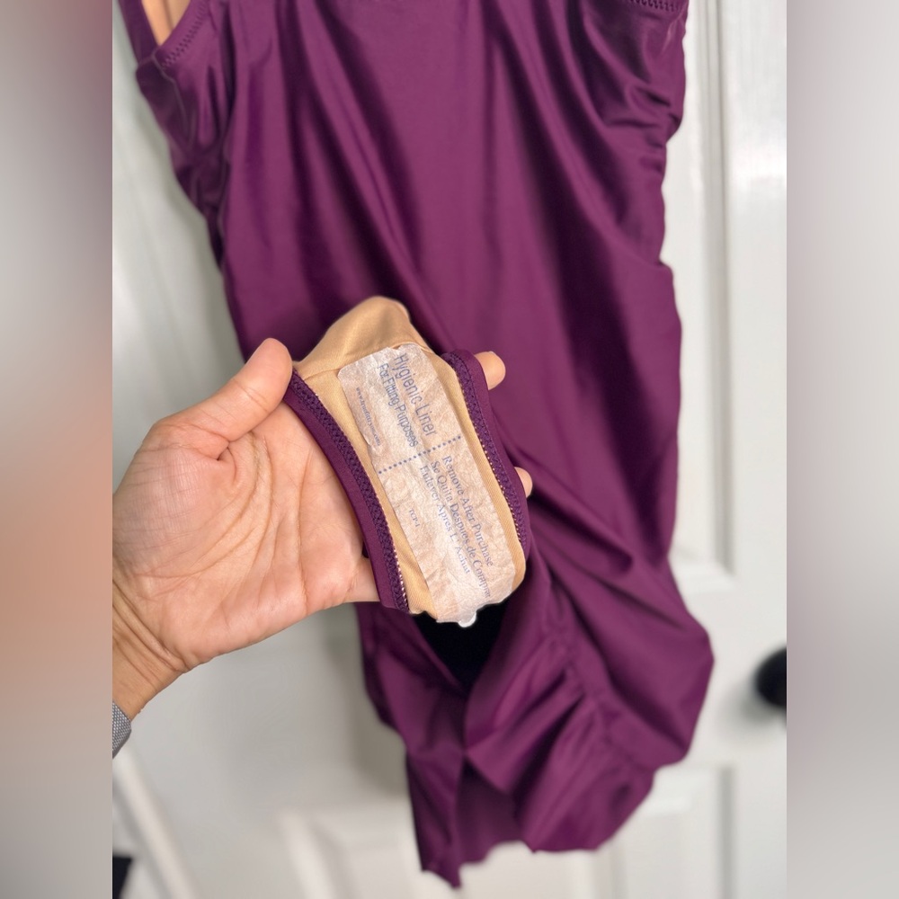 NWOT JCrew Ruched V neck swimsuit / Swim Dress / One piece Burgandy Size 8 - Picture 10 of 10